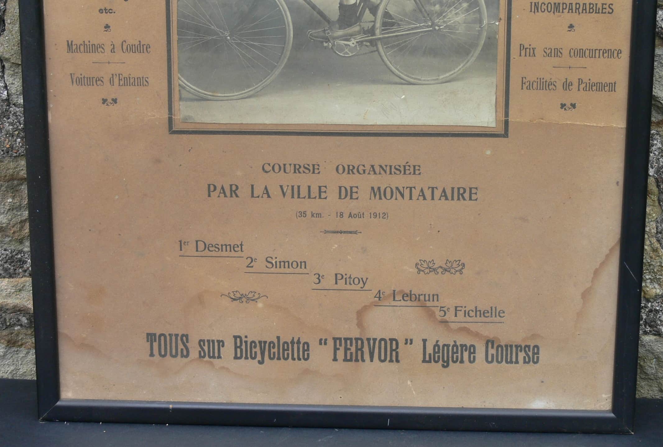 1912 French Language Cycling Poster Ville de Montataire